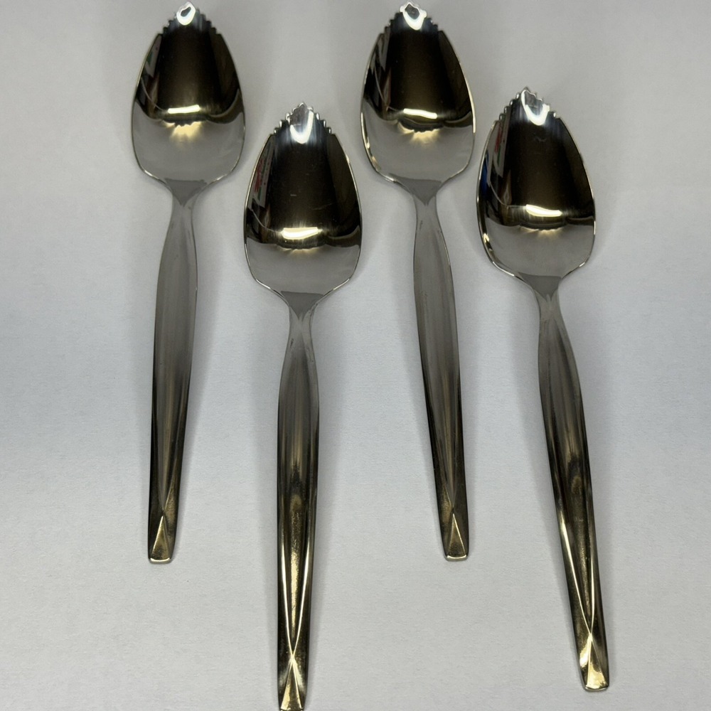 Wm Rogers Mfg INS242 Pattern Stainless Lot of 4‎ Fruit Spoons USA Nassau Pattern